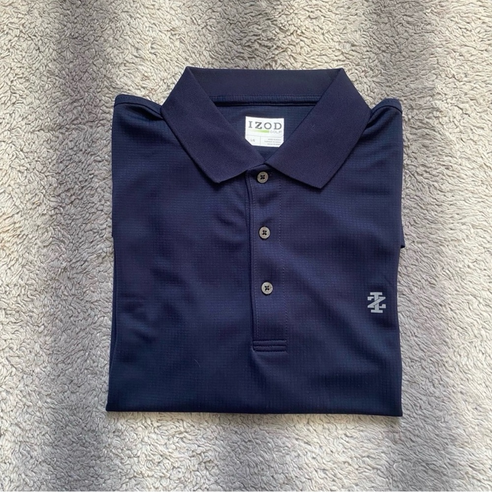 Pre-Owned, Good Condition, Izod Golf Polo Shirt Mens Large Navy Blue Casual Polo